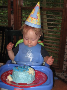 Eli's first birthday- blue chair