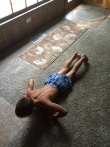 Doing his 8 birthday burpees in the morning
