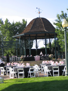 The stage for our wedding reception in July 2004